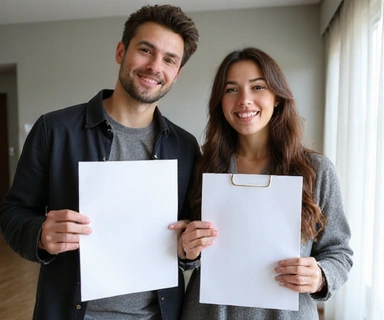 Jeune couple avec des documents notariés